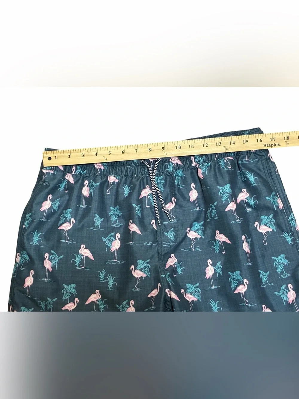 Island Daze Board Shorts Large Trunks Pink Flamingo Novelty Unlined Swim Stretch